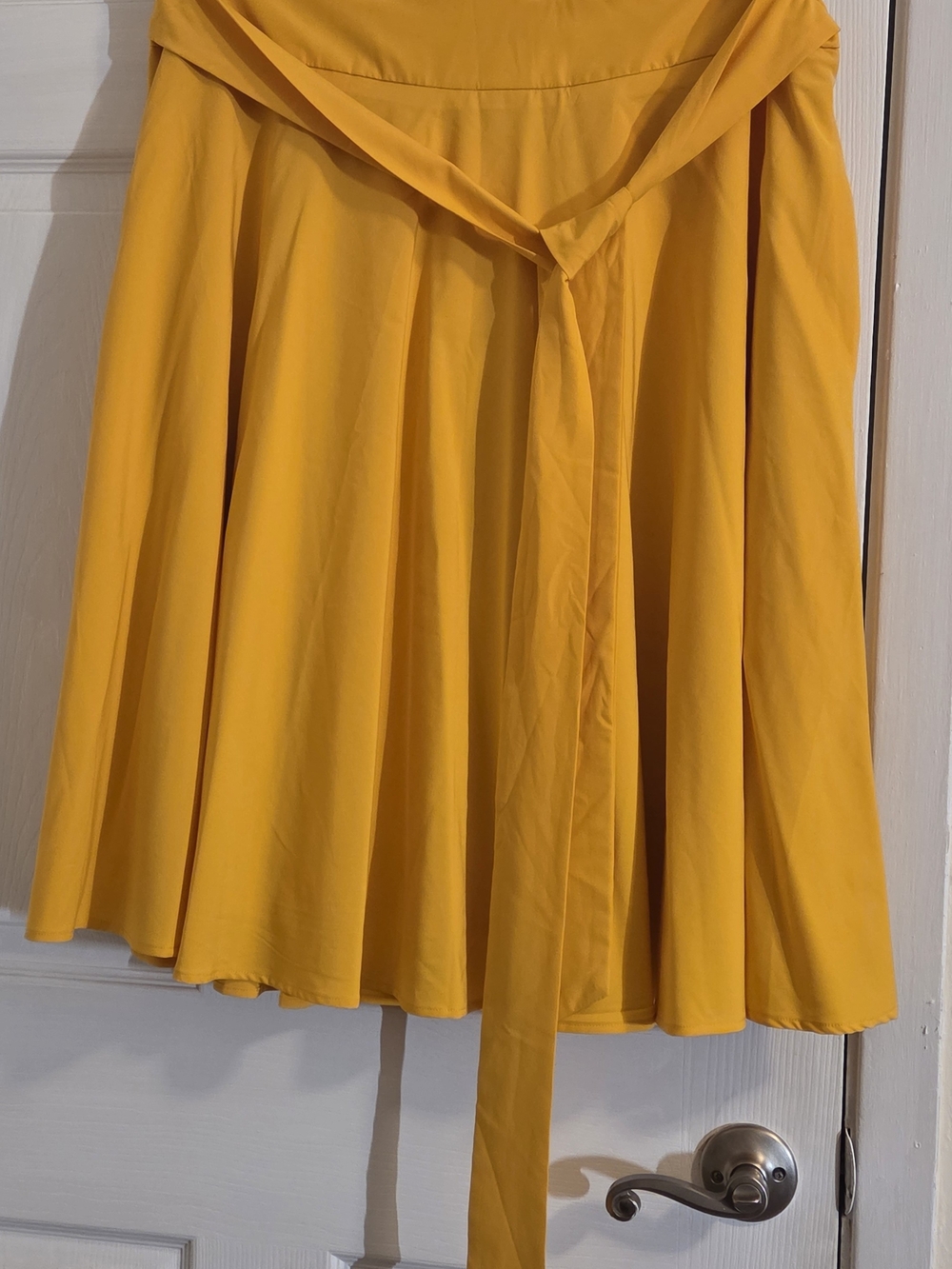 Bright Yellow Tie-Waist Circle Skirt